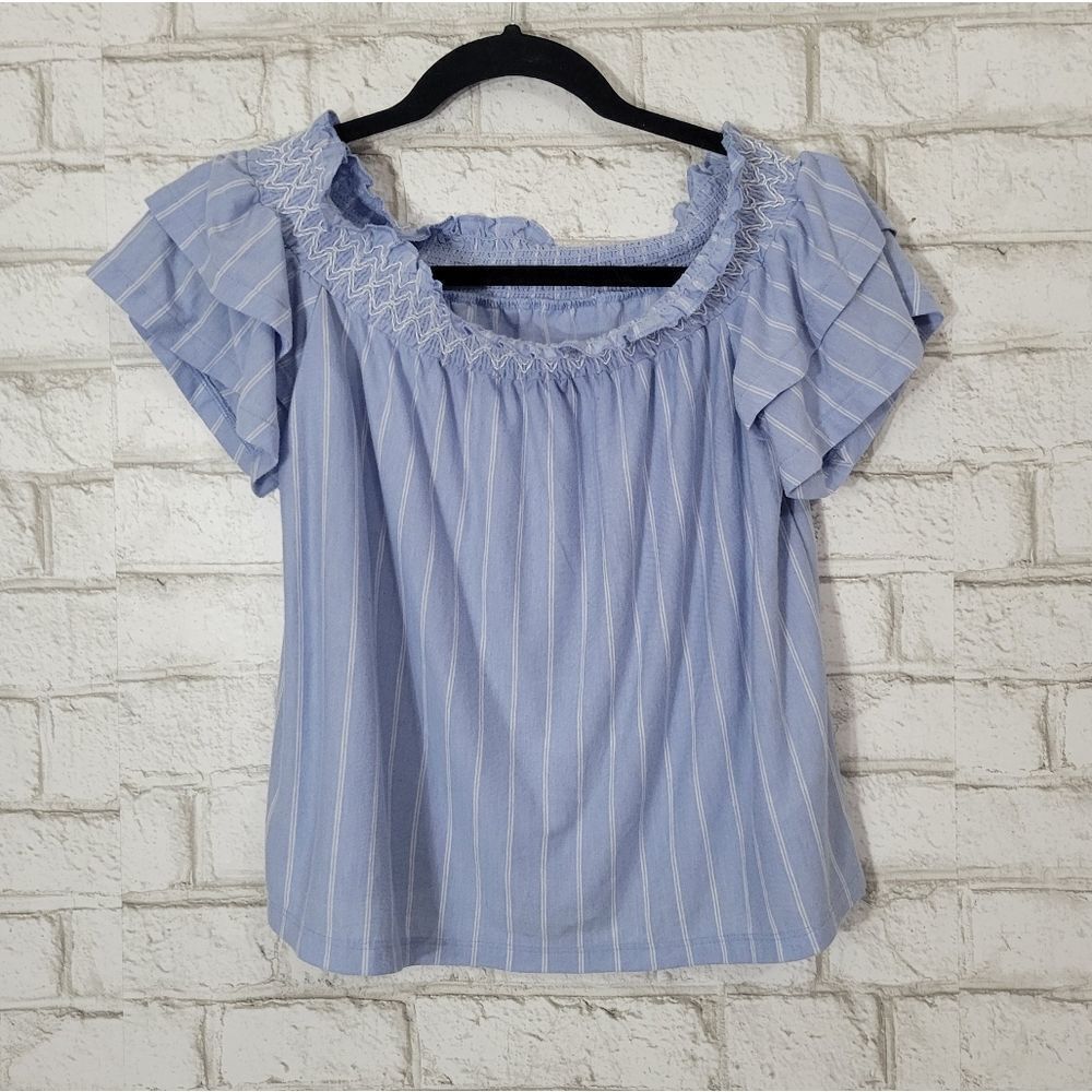 AEO off shoulder light blue top